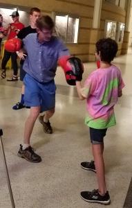 Demonstrating Rock Steady Boxing After the Closing Program